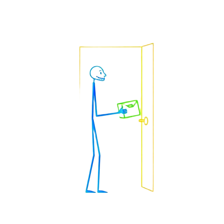 Lanky Services logo — figure reaching through a doorway with a parcel